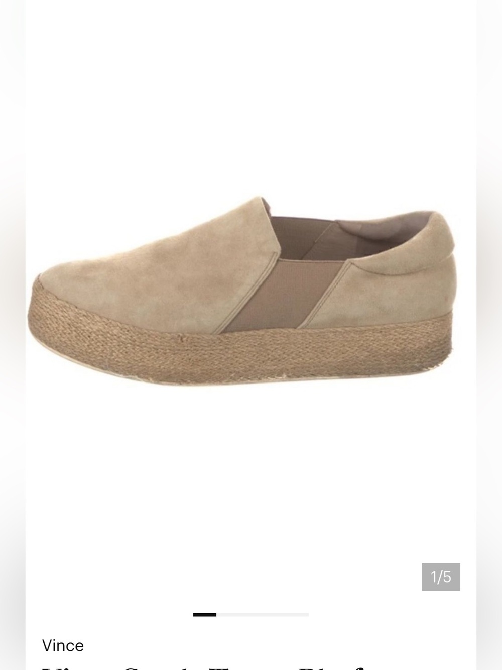 Vince Suede Taupe Platform Espadrilles Size 9 - Picture 1 of 5